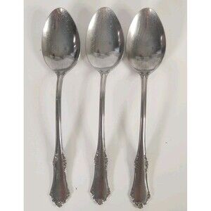 Vintage OXFORD HALL Set Of 3 Teaspoons Stainless Steel Rose Pattern Japan